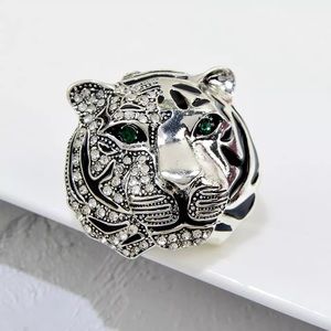 SILVER CHRYSTAL TIGER BROOCH /PIN - UNISEX